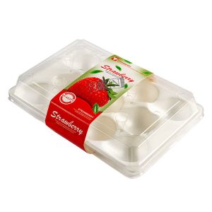 Strawberry Disposable Fruit Salad Containers Transparent PET With Inner Tray
