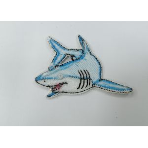 Embroidery Clothes Shark Labels Heat Transfer Patches Washable Customized