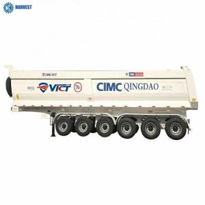 6 Axles 40m3 Payload 70 Ton U Shaped Hydraulic Dump Trailer With Hyva Cylinder