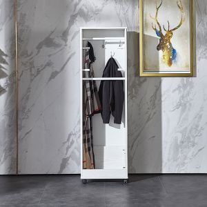 Multipurpose Wooden Clothes Cabinet MDF Universal Wheel With Adjustable Shelves