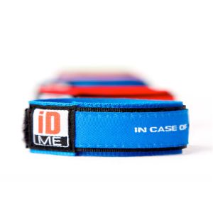 Personalized embroidered woven nylon fabric ID bracelet with reflective stripe