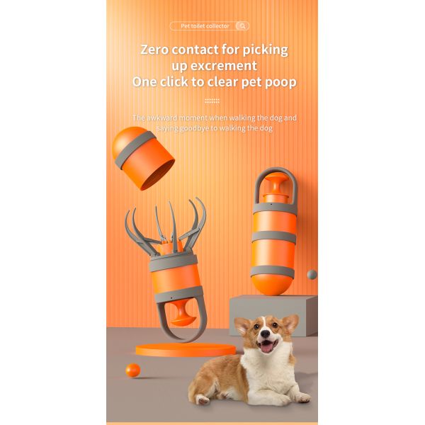Orange Octopus Poop Scooper With Bag Customized Pooper Scooper Storage