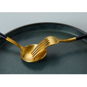 20pcs SUS304 Gold Plated Eating Utensils With Black Handle