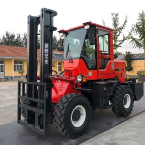 Cheap Industrial 42KW 3500kg Off Road Forklift with 4 cylinder engine for sale