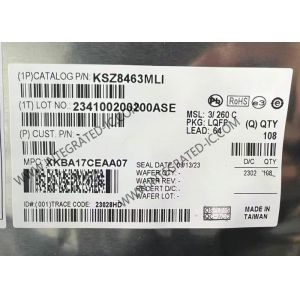 Ethernet IC KSZ8463MLI-TR Three Port Ethernet Switch With Fiber LQFP64