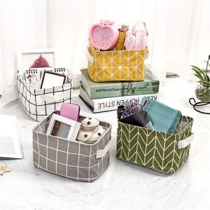 Desktop Pantone Cotton Linen Storage Boxes Organizer Embossed