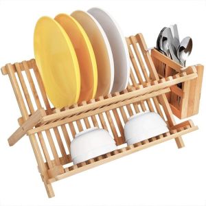 Easy to Clean Natural Bamboo Dish Rack with 1L Capacity and Custom Design
