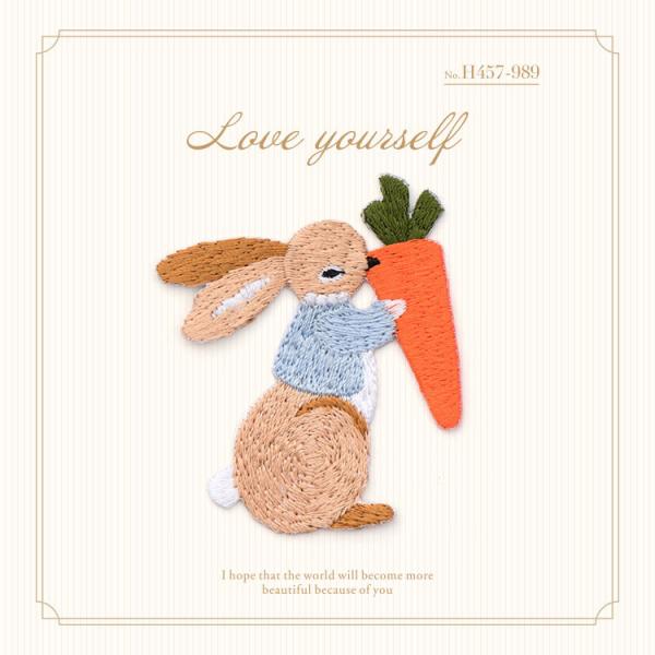 Quality Customized Iron-On Patches Personalized Adorable Rabbit Design Washable Multi-Surface Friendly wholesale