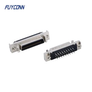 Mini D Ribbon MDR PCB Straight Female SCSI Connector 36pin With Zinc Alloy Shell