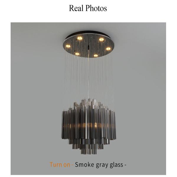 Modern Luxury Chandelier Smoky Gray Crystal Lamp Creative Indoor Hanging staircase chandelier(WH-NC-98)