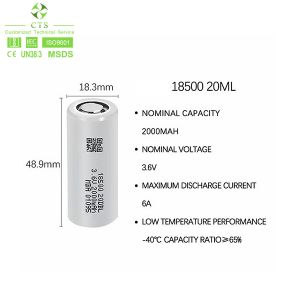 18650 lithium phosphate rechargeable battery cell 1500mah 2000mah 2500mah