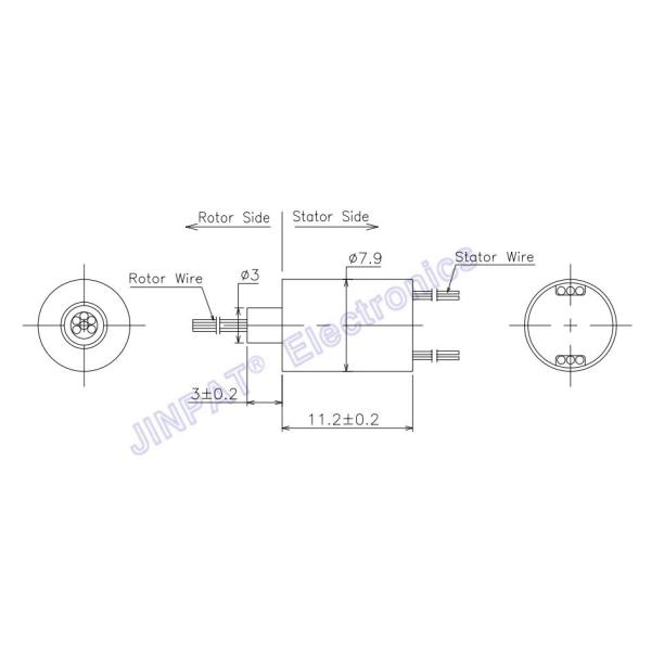 Mini Rotary Slip Ring 6 Circuit 0.5A Working Voltage 48V