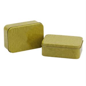 Large Printed Metal Rectangular Tin Cans With Bottom Rolled In Edge