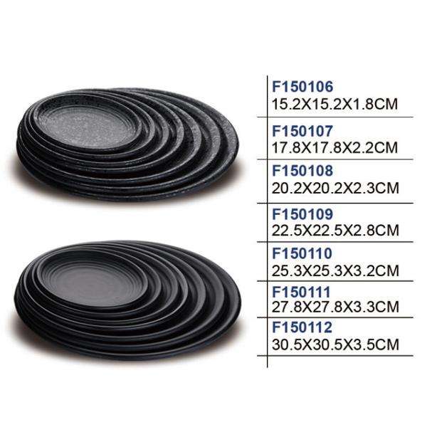 Quality Temperature Resistant and Durable Matte Black Dinnerware Plates with Melamine wholesale