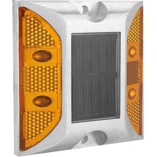 Quality Driveway Aluminium Solar LED Road Stud Reflectors Cat Eyes Amber Easy Installed wholesale