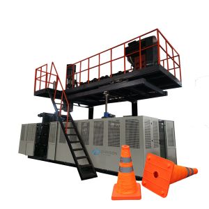 China Roadblock Extrusion Blow Molding Machine Barrel Plastic Blowing Machine on sale