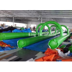 Cheap PVC Tarpaulin Inflatable Slip Slide 300m Long Double Lanes Inflatable Water City for sale