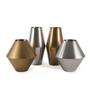 1 Short Pot And 1 Tall Pot Set Brushed Stainless Steel Planters D60cm H60cm