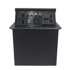 Aluminum universal multimedia hydraulic tabletop power socket box