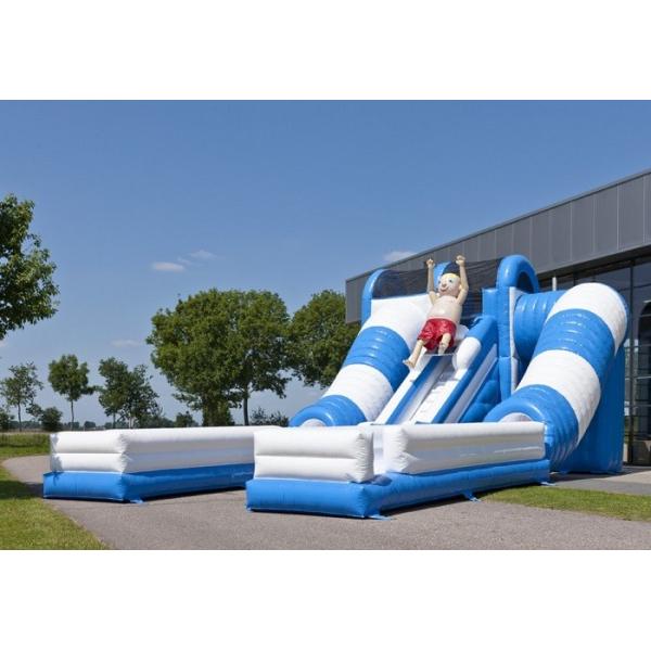 Blue / White Tunnel Commercial Inflatable Slide Safety Giant Inflatable Slide