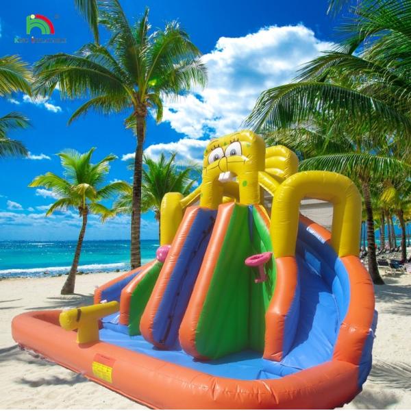 Commercial Water Slide Inflatable Kids Outdoor Double Lane Water Slide Bounce House Inflatable Water Slide with Pool