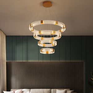 Luxury Chandelier Lights For Living Room Bedroom Kitchen Parallel Ring LED