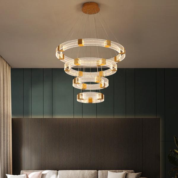 Luxury Chandelier Lights For Living Room Bedroom Kitchen Parallel Ring LED