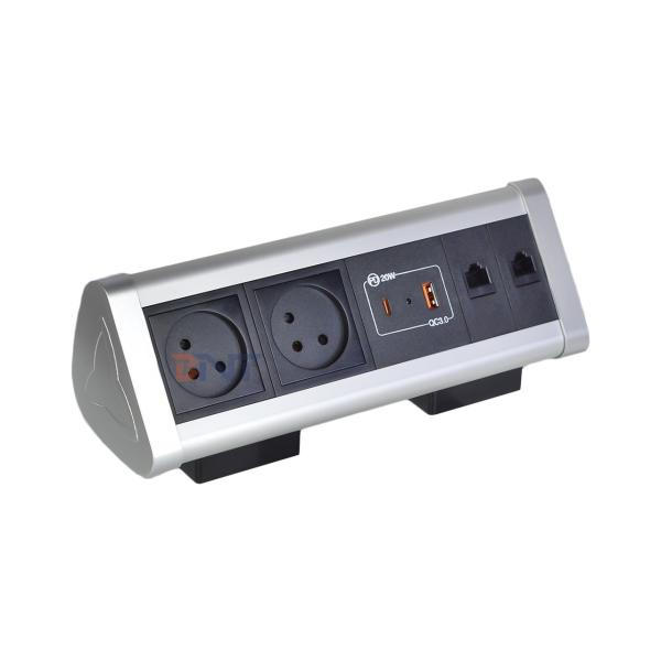 Quality Adhesive clip design Desktop Clamp Socket Power Strip With 2 IS AC Outlets USB A+C PD 20W Fast Charge wholesale