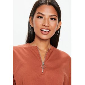 Rust Zip Front Custom Crop Top Clothing Women