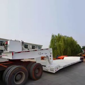 3 Axle 80t Customize Mechanical Suspension Detachable Gooseneck Lowbed Trailer