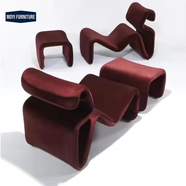 Arm Chair Modern Fabric MOYI Nordic Relaxation Single Sofa Shaped Line S Shaped