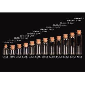 22mm Small Jars With Cork Tops, Glass Bottles for Storage, Good Quality and