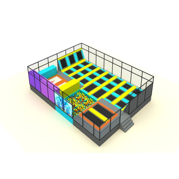 Primary School Kids Trampoline Park Galvanized Steel Pipe And Nylon Mesh