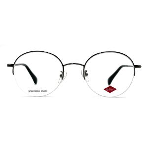 FM3230 Semi Rimless Round Optical Metal Frames In Stainless Steel