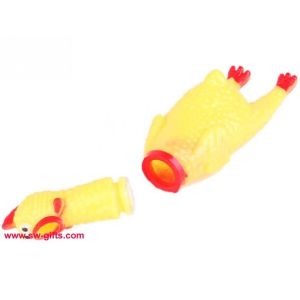 New Yellow Screaming Rubber Chicken Shape Pet Dog Toy Squeak Squeaker Chew Gift