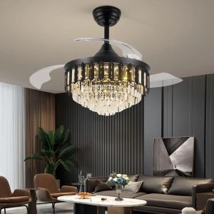 wholesale Luxury Remote Control Retractable Invisible Fan Blade Golden Ceiling