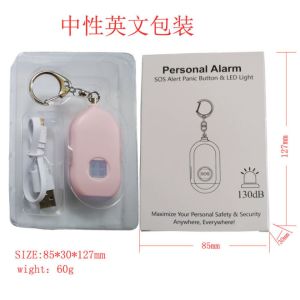 3 Pack Safesound Personal Alarm Siren 130 MAh Flashlight Alarm Keychain With USB