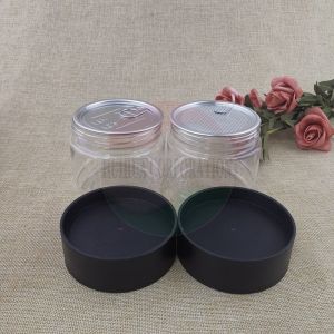 Black Lid Plastic Jars PET Material Transparent Storage Cans Food Packaging And