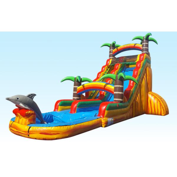 Barry PVC Material Inflatable Water Slides 22FT Tropical Paradise With Silk