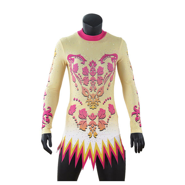 Quality New Style Rhythmic Gymnastics Leotards / Gymnastics Bodysuits Lovely Patterns wholesale