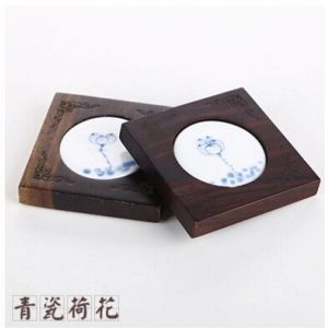 Square ceramic coaster with Bamboo base, customized design is acceptable