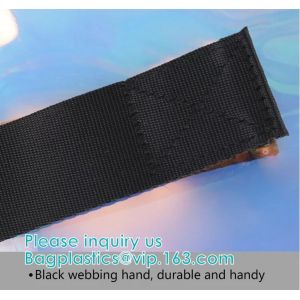 Neon Rainbow Hologram PVC Tote Bag custom holographic handbag PVC handle beach