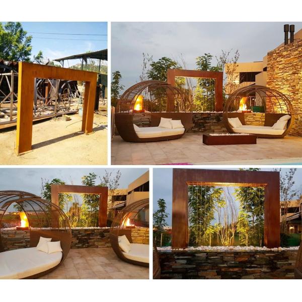 Corten Steel Rain Curtain Water Feature Water Curtain Fountain Different Sizes