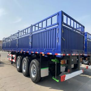 CIMC Iron Material 3 Axles 40-80 Tons Capacity Stake Type Heavy Cargo Van Type High Fence Warehouse Semi Truck Trailer