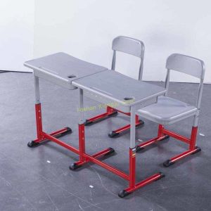Durable HDPE Metal Material Double Desk And Chair Set Customized Color