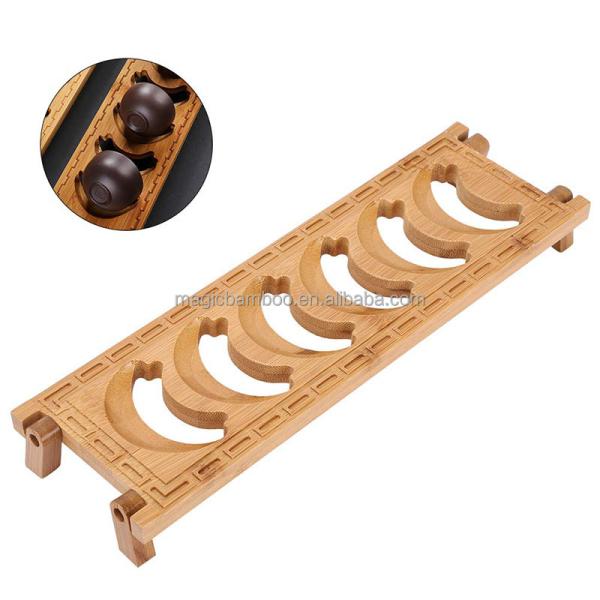 CE / EU Certified Rectangle Bamboo 6 Grid Teacup Holder for Kung Fu Tea Set Accessories