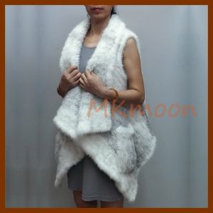 knitted Mink fur ponch, mink fur cape  -MKM106#