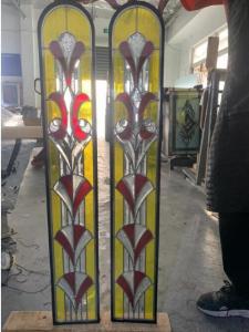 Cheap Customized round top Colored Interior Door Glass Inserts with Zinc Caming for sale