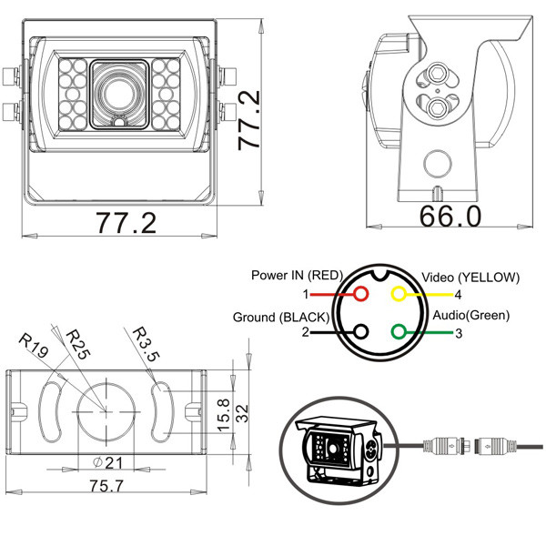 Aviation Connector 4 Pin Din Waterproof CCTV Cable Length 1M , 3M , 5M