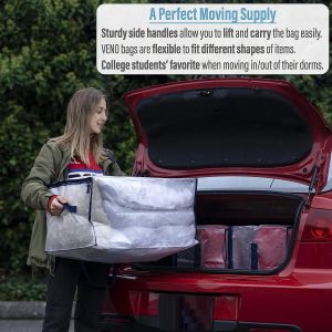 Heavy Duty Extra Large Moving Bags W/Backpack Straps - Strong Handles & Zippers,